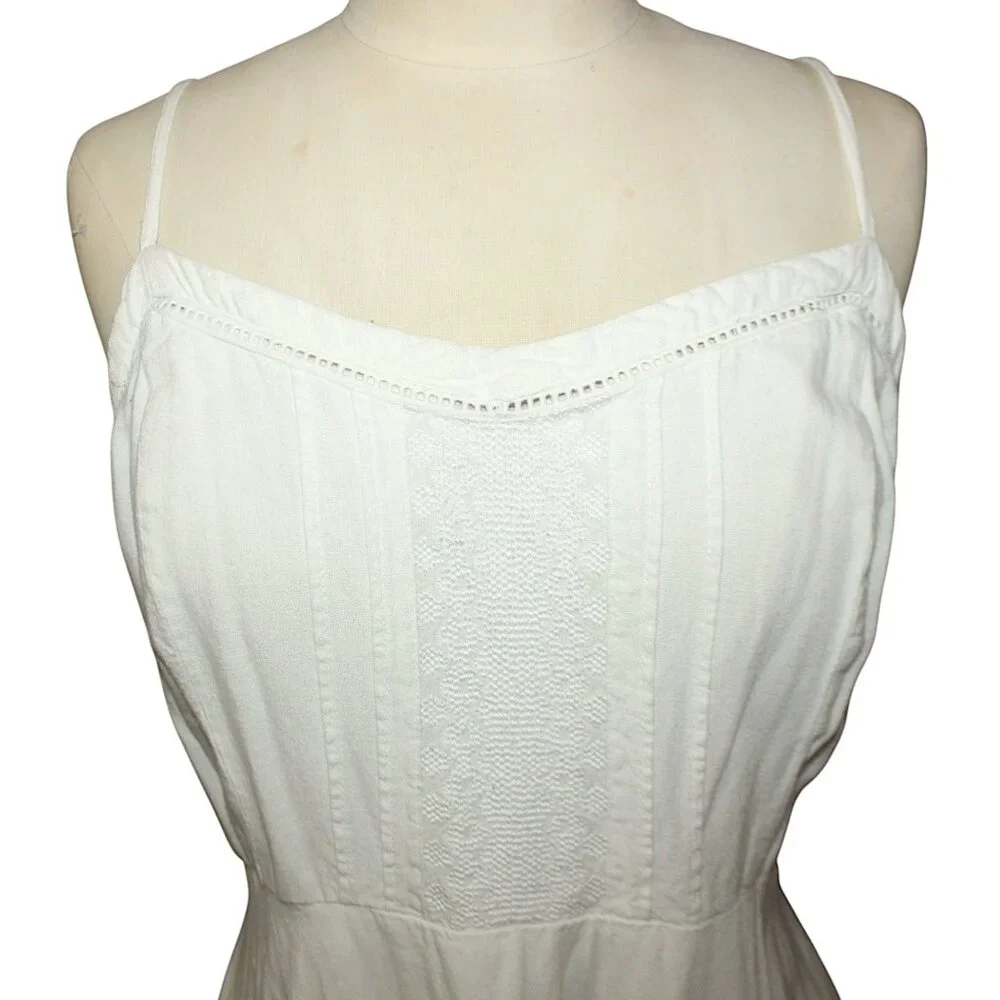 OLD NAVY White Sundress Sz XL Embroidered Midi Dress Wedding Beach Vacation - Picture 2 of 12